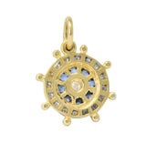 Modern 1980's 0.30 CTW Diamond Sapphire 18 Karat Gold Ship's Wheel Charm Wilson's Estate Jewelry