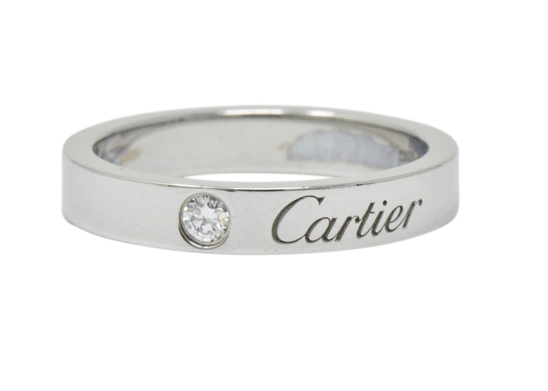 Modern Cartier Diamond Platinum Band Ring Wilson's Estate Jewelry