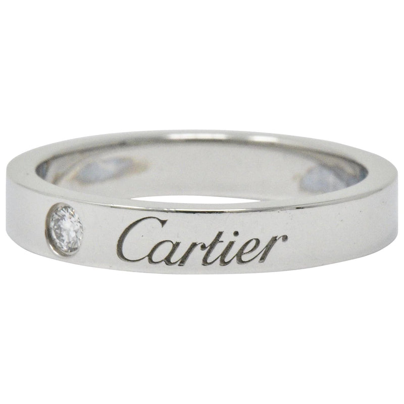 Modern Cartier Diamond Platinum Band Ring Wilson's Estate Jewelry