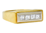 Modernist 0.72 CTW Diamond Unisex 18 Karat Gold Platinum Ring - Wilson's Estate Jewelry