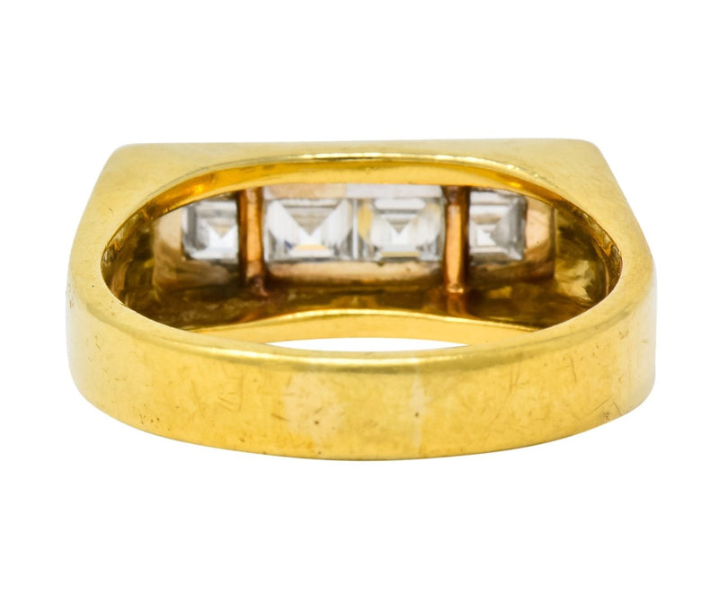 Modernist 0.72 CTW Diamond Unisex 18 Karat Gold Platinum Ring - Wilson's Estate Jewelry