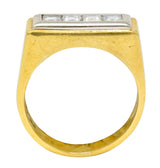Modernist 0.72 CTW Diamond Unisex 18 Karat Gold Platinum Ring - Wilson's Estate Jewelry
