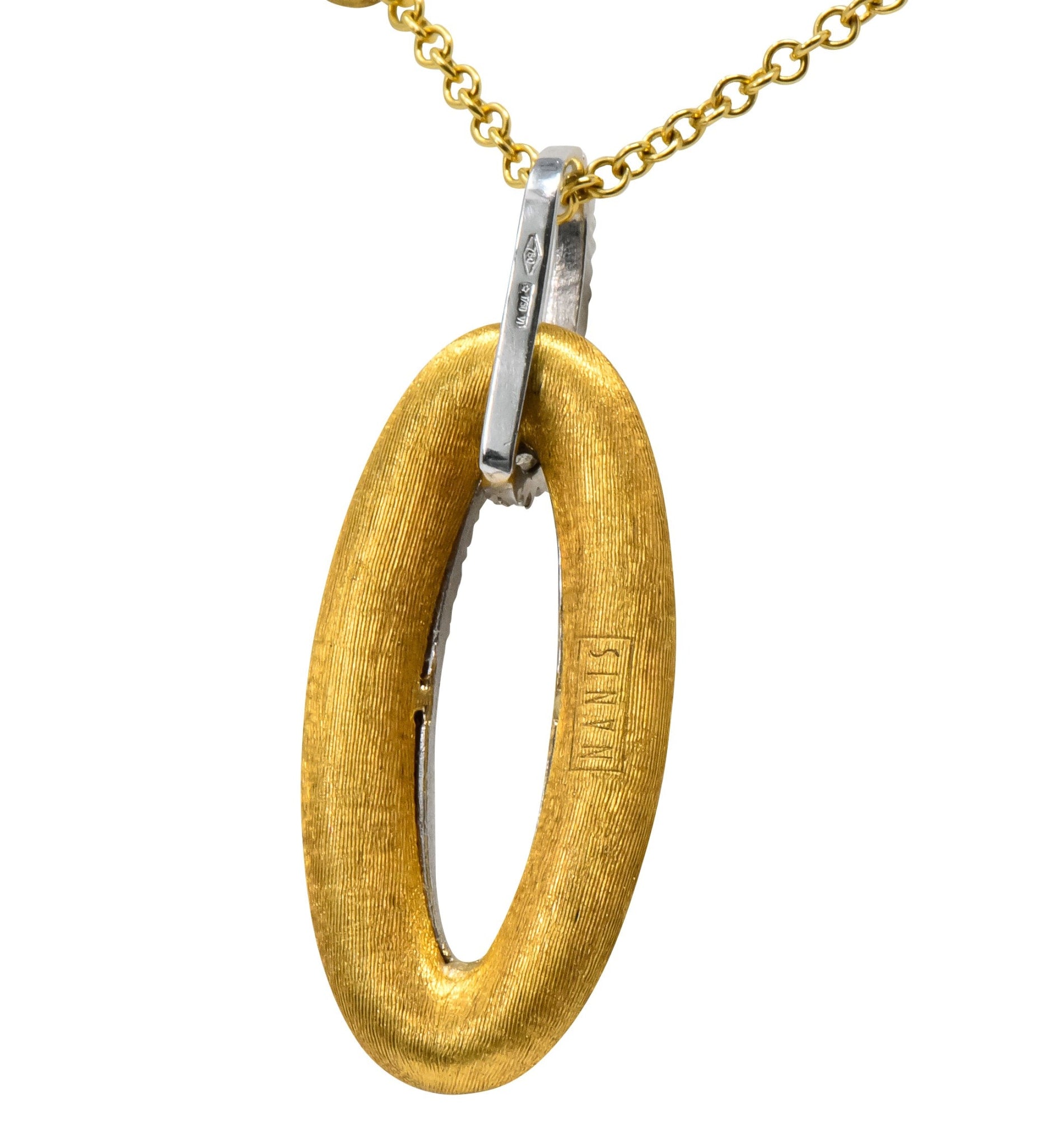 Nanis Contemporary Diamond 18 Karat Two-Tone Gold Olga Pendant Necklace - Wilson's Estate Jewelry