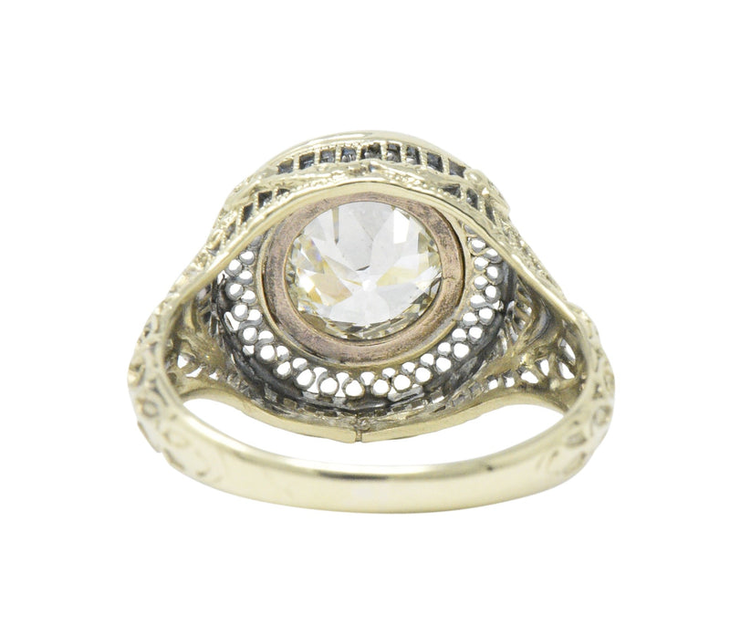 Ornate Victorian 1.61 Carats Old European Diamond 14 Karat Gold Engagement Ring GIA Wilson's Estate Jewelry