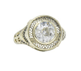 Ornate Victorian 1.61 Carats Old European Diamond 14 Karat Gold Engagement Ring GIA Wilson's Estate Jewelry
