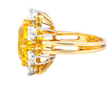Oscar Heyman 14.86 CTW No Heat Golden Yellow Sapphire Fancy Colored Diamond Platinum 18 Karat Gold Ring GIA - Wilson's Estate Jewelry