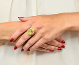 Oscar Heyman 14.86 CTW No Heat Golden Yellow Sapphire Fancy Colored Diamond Platinum 18 Karat Gold Ring GIA - Wilson's Estate Jewelry