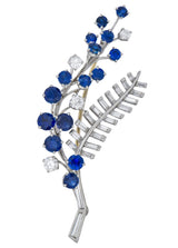 Oscar Heyman 3.40 CTW Sapphire Diamond Platinum Floral Spray Brooch - Wilson's Estate Jewelry