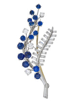 Oscar Heyman 3.40 CTW Sapphire Diamond Platinum Floral Spray Brooch - Wilson's Estate Jewelry