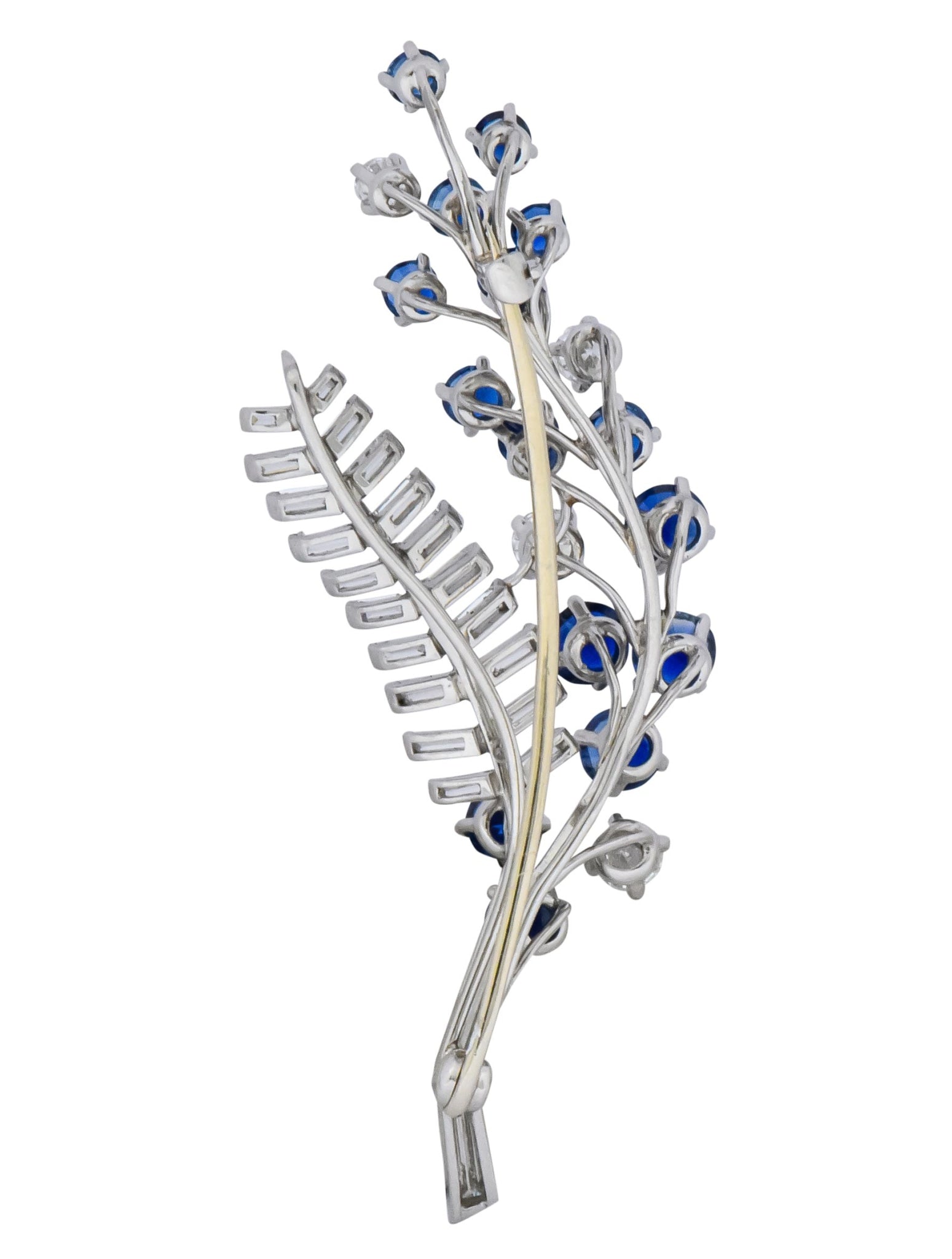 Oscar Heyman 3.40 CTW Sapphire Diamond Platinum Floral Spray Brooch - Wilson's Estate Jewelry