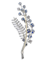 Oscar Heyman 3.40 CTW Sapphire Diamond Platinum Floral Spray Brooch - Wilson's Estate Jewelry