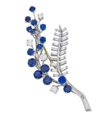 Oscar Heyman 3.40 CTW Sapphire Diamond Platinum Floral Spray Brooch - Wilson's Estate Jewelry