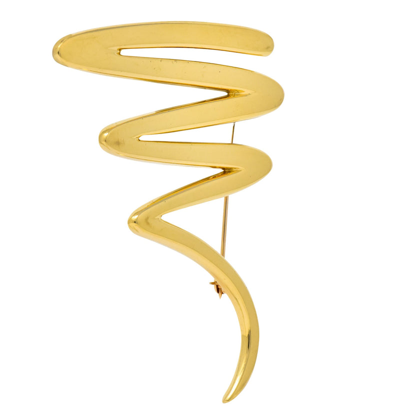 1993 Paloma Picasso Tiffany & Co. 18 Karat Gold Large Squiggle Brooch - Wilson's Estate Jewelry