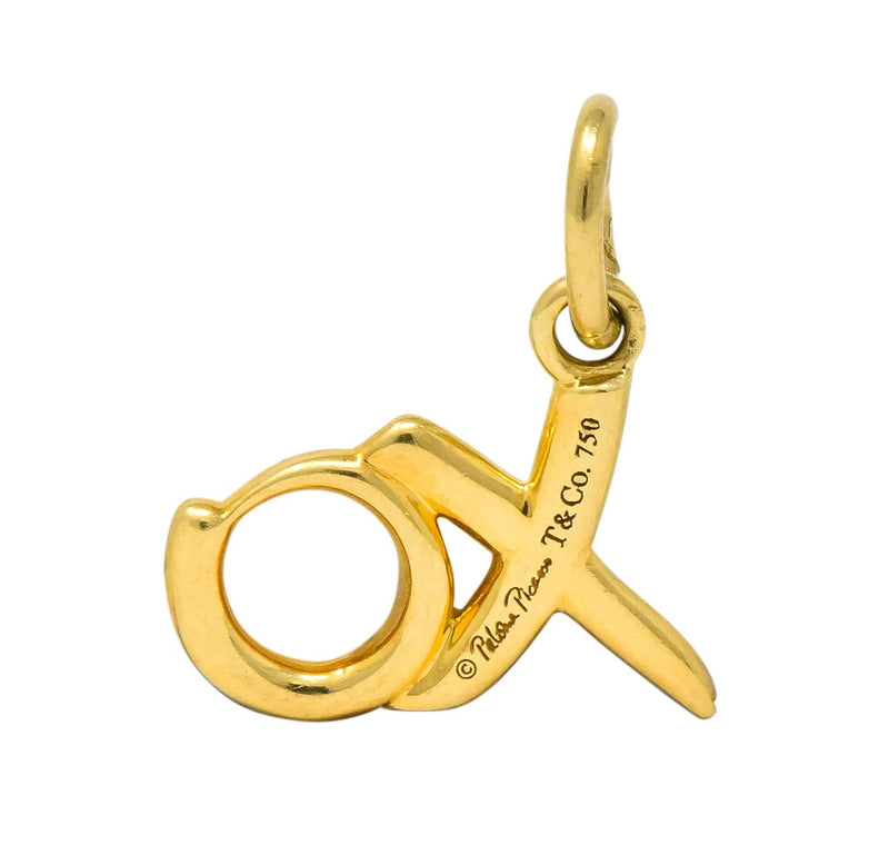 Paloma Picasso Tiffany & Co. 18 Karat Gold Graffiti Love and Kisses XO Charm Pendant - Wilson's Estate Jewelry