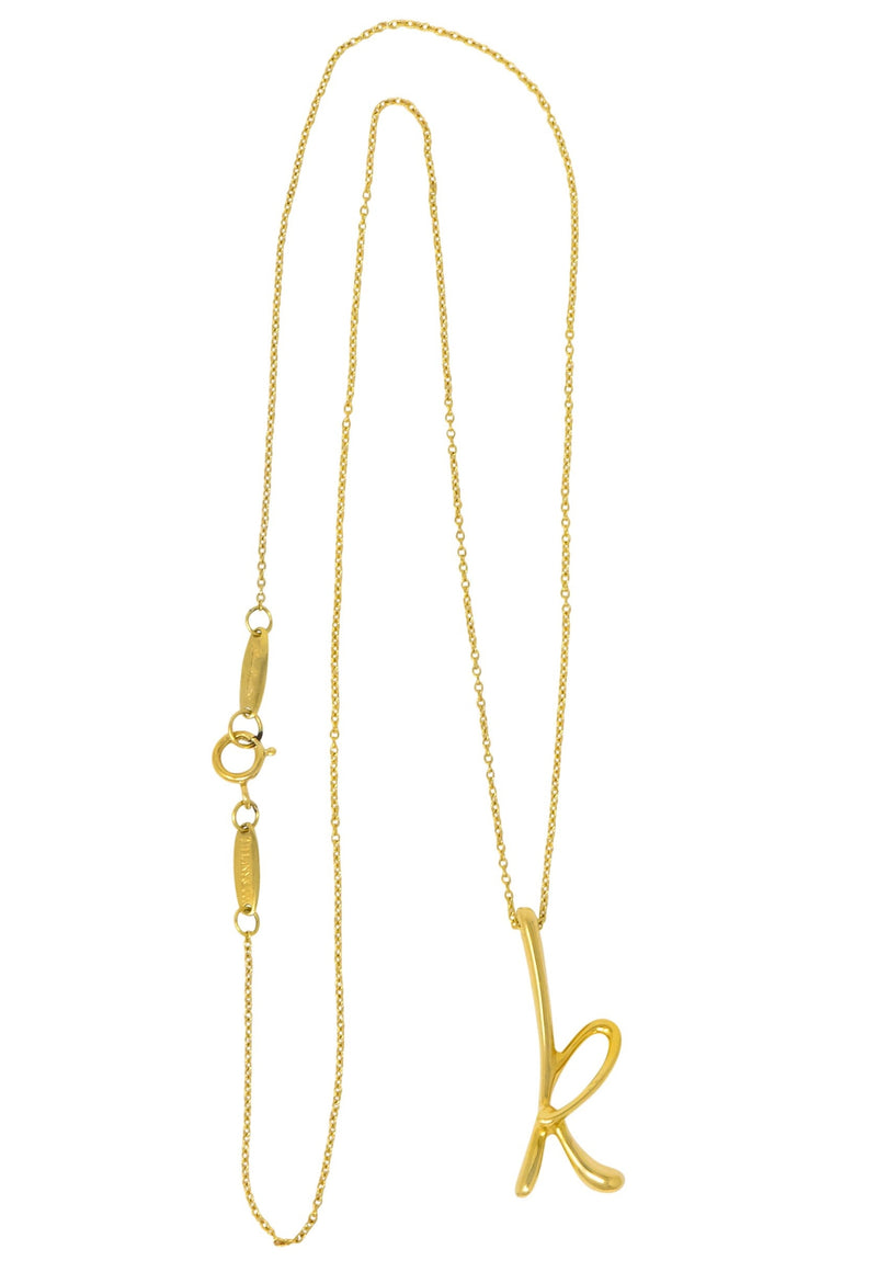 Paloma Picasso Tiffany Co. 18 Karat Gold Letter K Pendant