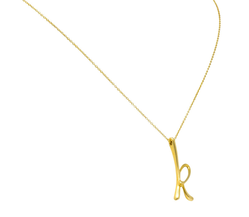 Paloma Picasso Tiffany & Co. 18 Karat Gold Letter K Pendant Necklace - Wilson's Estate Jewelry