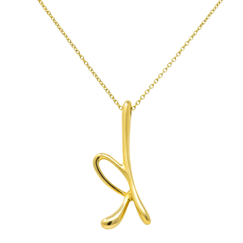Paloma Picasso Tiffany & Co. 18 Karat Gold Letter K Pendant Necklace - Wilson's Estate Jewelry