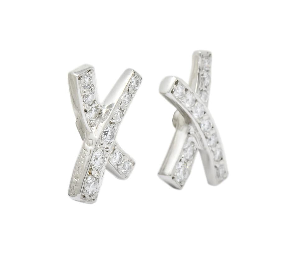 Paloma Picasso Tiffany & Co. 1980's Vintage 0.30 CTW Diamond Platinum Kiss X Stud Earrings - Wilson's Estate Jewelry