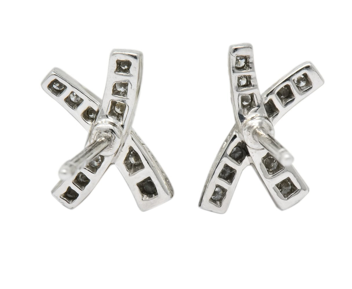 Paloma Picasso Tiffany & Co. 1980's Vintage 0.30 CTW Diamond Platinum Kiss X Stud Earrings - Wilson's Estate Jewelry