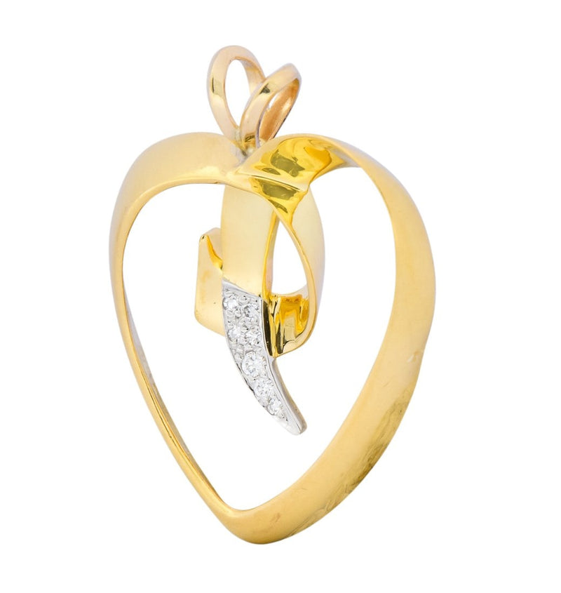 Paloma Picasso Tiffany & Co. 1983 Diamond 18 Karat Gold Loving Heart Pendant - Wilson's Estate Jewelry
