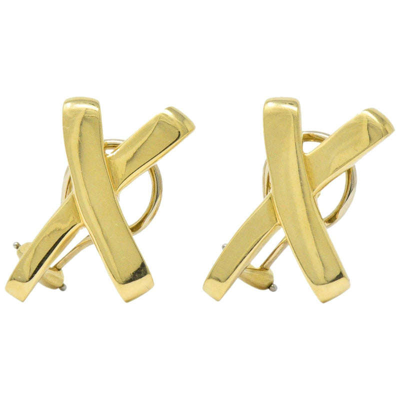 Paloma Picasso Tiffany & Co. 1984 18 Karat Gold "X" Earrings Wilson's Estate Jewelry