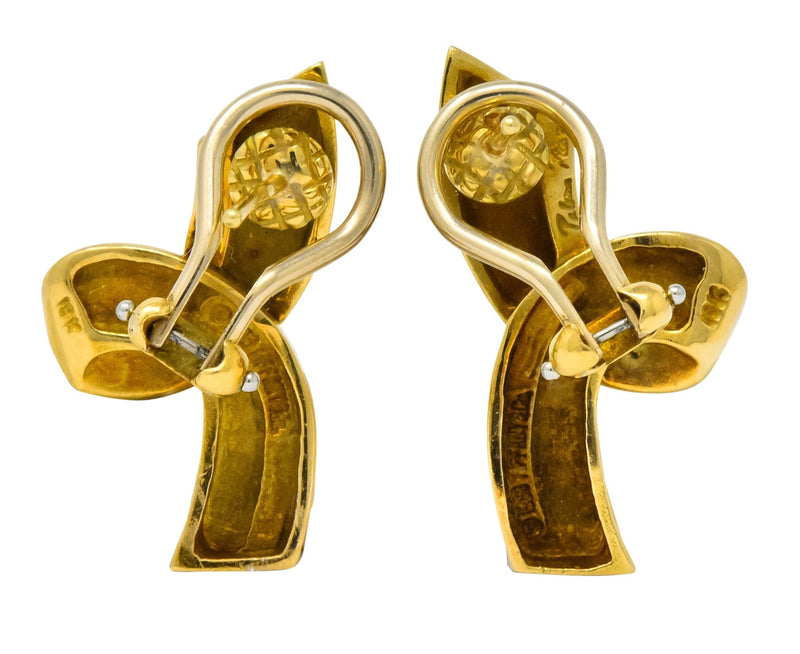 Paloma Picasso Tiffany & Co. 1986 18 Karat Yellow Gold Ribbon Earrings - Wilson's Estate Jewelry