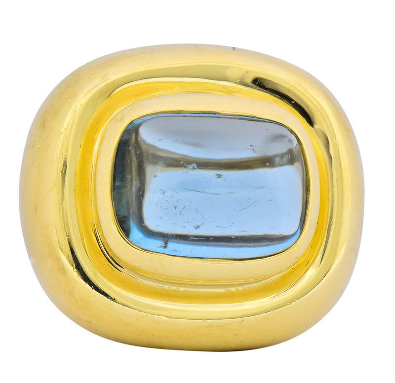 Paloma Picasso Tiffany & Co. Aquamarine 18 Karat Yellow Gold Cocktail Ring - Wilson's Estate Jewelry