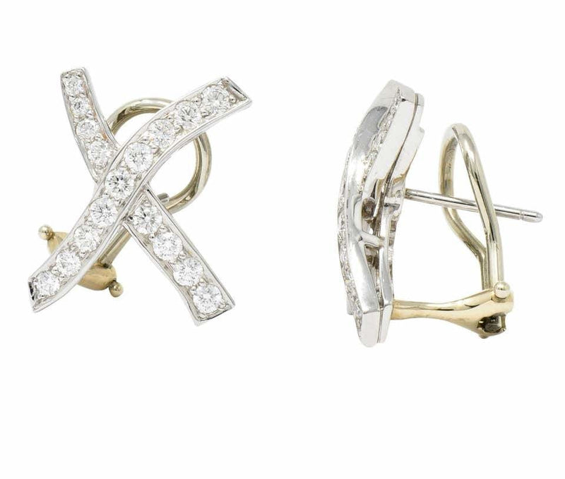 paloma picasso tiffany co vintage 1 20 carat diamond platinum x kiss earrings wilsons estate jewelry fashion accessory jewellery
