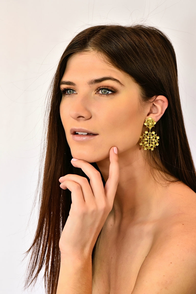 Paul Morelli 8.18 CTW Peridot Diamond 18 Karat Green Gold Floral Lace Earrings - Wilson's Estate Jewelry