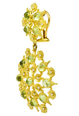 Paul Morelli 8.18 CTW Peridot Diamond 18 Karat Green Gold Floral Lace Earrings - Wilson's Estate Jewelry