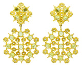 Paul Morelli 8.18 CTW Peridot Diamond 18 Karat Green Gold Floral Lace Earrings - Wilson's Estate Jewelry