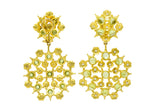 Paul Morelli 8.18 CTW Peridot Diamond 18 Karat Green Gold Floral Lace Earrings - Wilson's Estate Jewelry