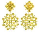 Paul Morelli 8.18 CTW Peridot Diamond 18 Karat Green Gold Floral Lace Earrings - Wilson's Estate Jewelry