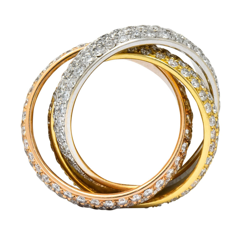 Rabino 5.00 CTW Diamond 18 Karat Tri Colored Italian Rolling Band