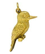 Realistic 18 Karat Green Gold Kookaburra Bird Pendant Charm - Wilson's Estate Jewelry