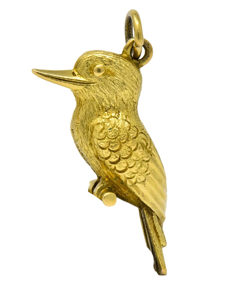 Realistic 18 Karat Green Gold Kookaburra Bird Pendant Charm - Wilson's Estate Jewelry