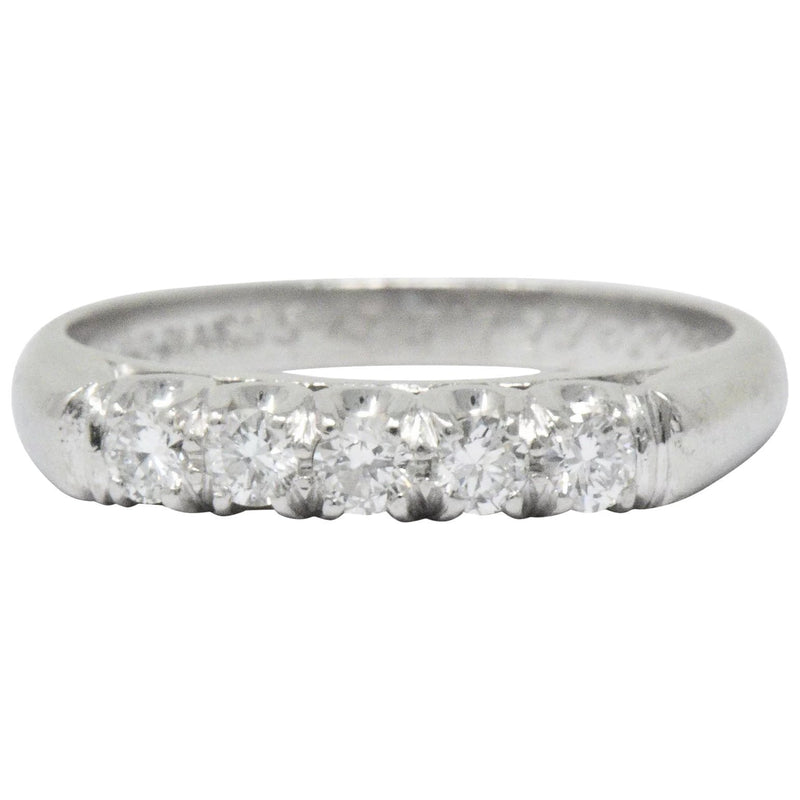 Retro 0.25 CTW Diamond Platinum Anniversary Band Ring Wilson's Estate Jewelry
