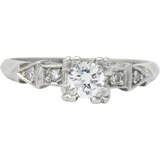 Retro 0.31 CTW Diamond Platinum Engagement Ring Wilson's Estate Jewelry