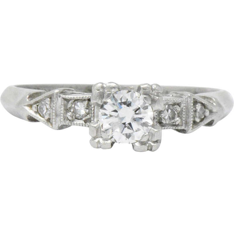 Retro 0.31 CTW Diamond Platinum Engagement Ring Wilson's Estate Jewelry