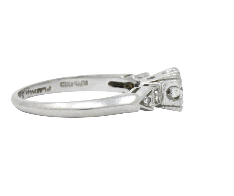 Retro 0.31 CTW Diamond Platinum Engagement Ring Wilson's Estate Jewelry
