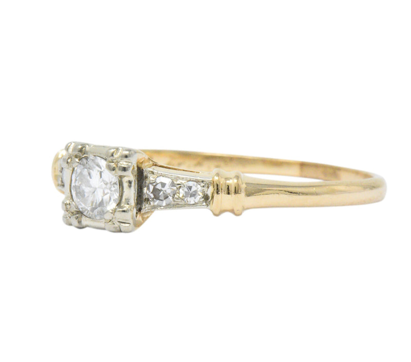 Retro 0.32 CTW Diamond 14 Karat Gold Engagement Ring Circa 1940 Wilson's Estate Jewelry