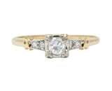 Retro 0.32 CTW Diamond 14 Karat Gold Engagement Ring Circa 1940 Wilson's Estate Jewelry