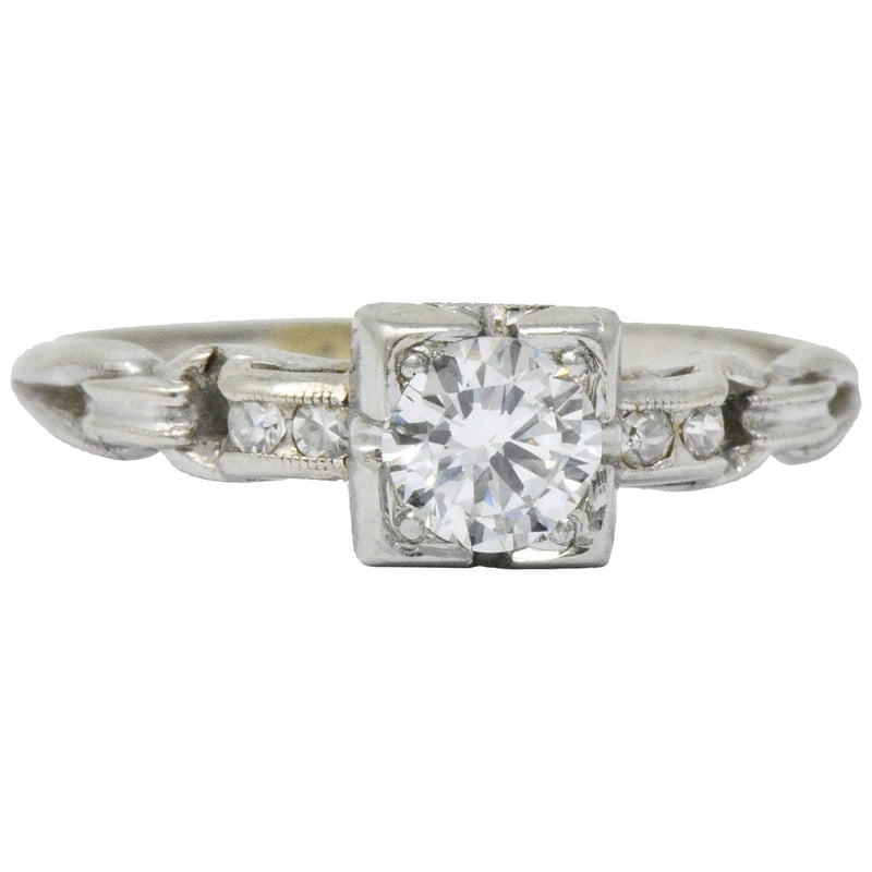 Retro 0.40 CTW Diamond 18 Karat White Gold Engagement Ring Wilson's Estate Jewelry