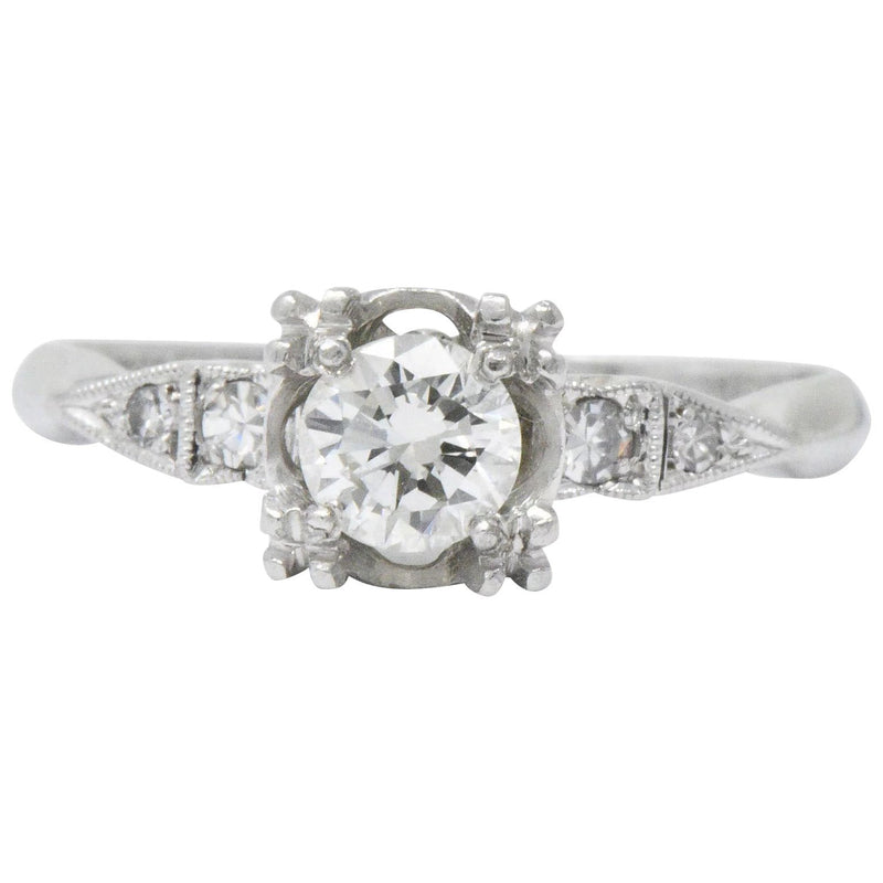 Retro 0.46 CTW Diamond Platinum Engagement Ring Wilson's Estate Jewelry