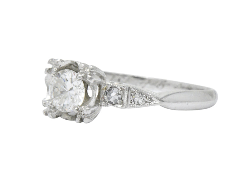 Retro 0.46 CTW Diamond Platinum Engagement Ring Wilson's Estate Jewelry