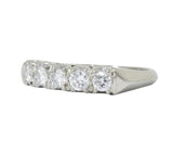 Retro 0.50 CTW Diamond 14 Karat White Gold Stackable Anniversary Band Ring Wilson's Estate Jewelry