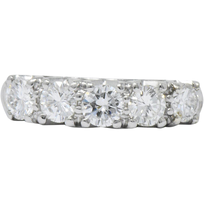 Retro 0.50 CTW Diamond 14 Karat White Gold Stackable Anniversary Band Ring Wilson's Estate Jewelry