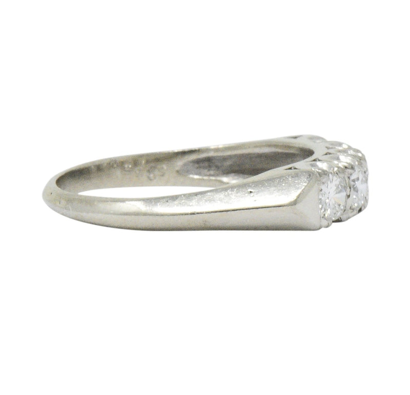 Retro 0.50 CTW Diamond 14 Karat White Gold Stackable Anniversary Band Ring Wilson's Estate Jewelry