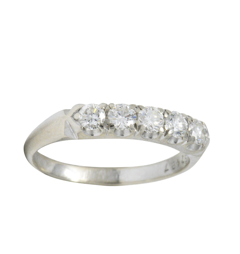 Retro 0.50 CTW Diamond 14 Karat White Gold Anniversary Stackable Band Ring Wilson's Estate Jewelry