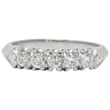 Retro 0.50 CTW Diamond Platinum Fishtail Anniversary Band Ring Wilson's Estate Jewelry